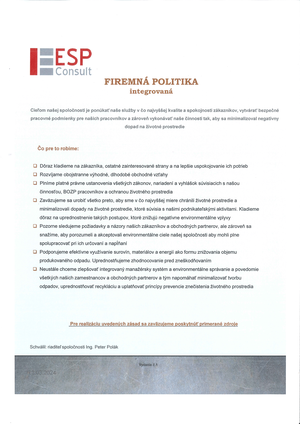 Firemna politika ESP Consult